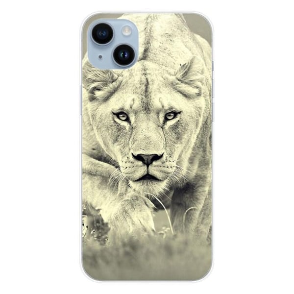 Tryckt silikonfodral som är kompatibelt med Apple iPhone 15 Plus Lioness