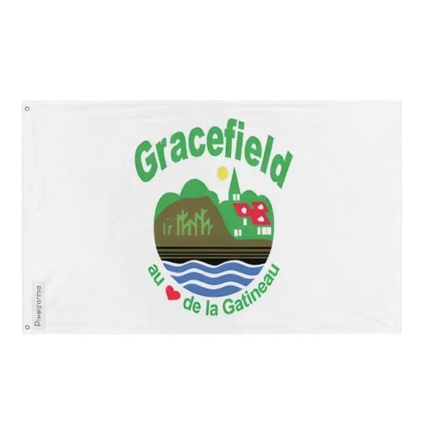 Flagga Gracefield – 90 x 150 cm – Hållbar Polyester – 2 Metallöglor – Inomhus / Utomhus – Pixelforma