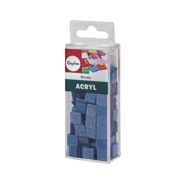 Akrylmosaik, 1x1 cm, glittrig, lagunblå, förpackning - ca 205 st / 50 g