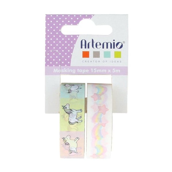 Artemio - Maskeringstejp 1,5 cm Regnbåge 2 stycken
