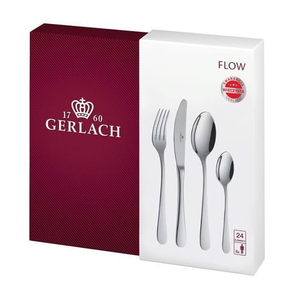 Bestik - Gerlach - Flow - 24 dele - Til 6 personer - Blank metal - Opvaskemaskinevenlig