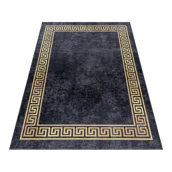 Antiskidmatta Ayyildiz 160 x 230 cm - Svart - Rektangulär - Mjuk ull-effekt med korta fibrer - Ref 04305BLACK