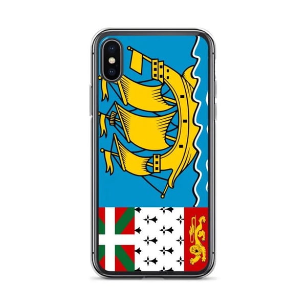 Mobilskal – Flagga Saint-Pierre-et-Miquelon – Kompatibel med iPhone X – Flexibel fodral – Motståndskraftig och Stöttålig – Pixelforma