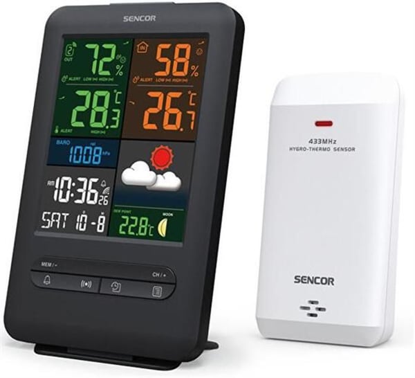Väderstation - Sencor - SWS 7300 - Trådlös sensor - Färgskärm - Räckvidd 30 m