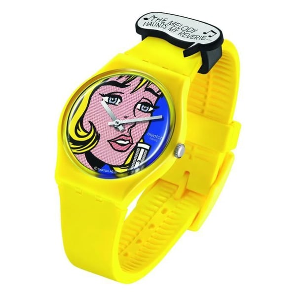 Klocka - SWATCH - Konstresa 2023 - Gul silikonarmband - Flerfärgad urtavla - Trendig stil