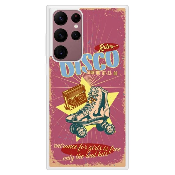 Coque i förstärkt silikon med tryck kompatibel med Samsung Galaxy S22 Ultra Retro disco