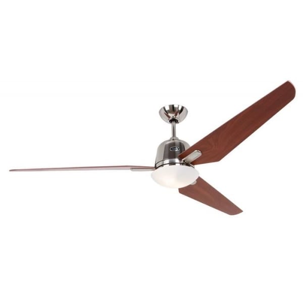 DC Eco AVIATOS BN-KI takfläkt, modern 132 cm borstad krom, lönnblad med ultratyst lampa