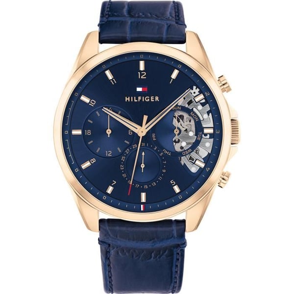 Klocka - Tommy Hilfiger - 1710451 - Kvarts Multi-ur - Blått Läder - 5 Bar vattentålig