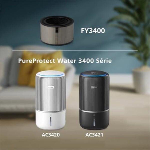 Ersättningsfilter - PHILIPS - AC3420/AC3421 - HEPA 3 lager - Fångar 99,97% ≤0,003µm - Livslängd upp till 1 år