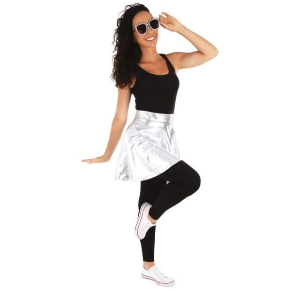 Metalliserad silverkjol REF/22685 (Kvinnlig kostymaccessoar) Tema Disco/80-tal...