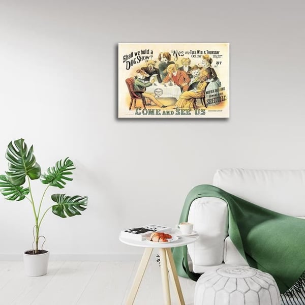 Legendarte - Vintage reklamaffisch Ska vi hålla en hundutställning - Målning, Canvastryck cm. 50x70