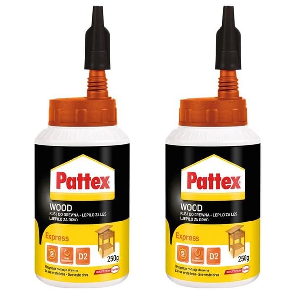 Colle trä - Pattex - Express 250ml x2 - Snabbtorkande - Stark motståndskraft - Utan lösningsmedel