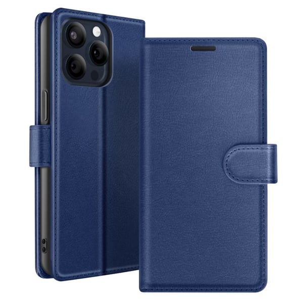 Plånboksfodral för iPhone 15 Pro med Stödfunktion och Magnetflik Zanaé Mörkblå