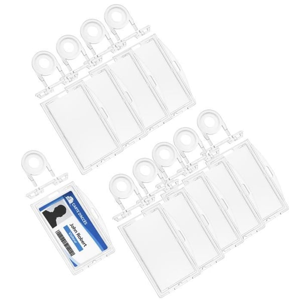 Hård transparent vertikal horisontell ID-kortshållare med lås, plastkort [Pack 10] lojalitetskort Phonillico®