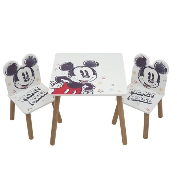 Mickey soffbord och 2 stolar i naturligt trä