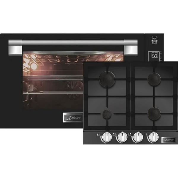 Kaiser EH 9309 +KCG 6387, Inbyggnadsugn 90 cm 105L svart glas + gasspis 60 cm