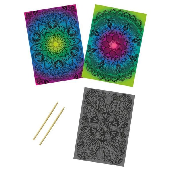 MégaCréa DIY - Kreativ kit för barn Scratch-kort Mandala