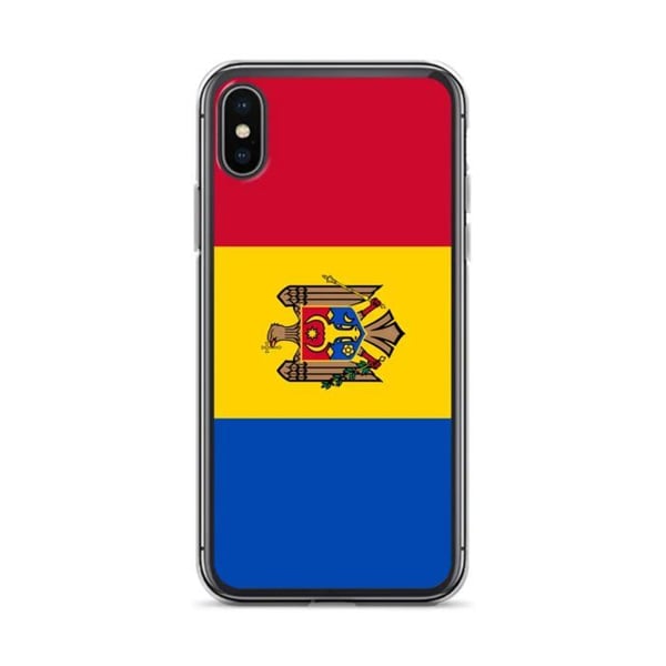 Telefonfodral – Moldaviska flaggan – Kompatibel med iPhone XS Max – Mjukt fodral – Slitstarkt och stötabsorberande - Silikon - Pixelforma