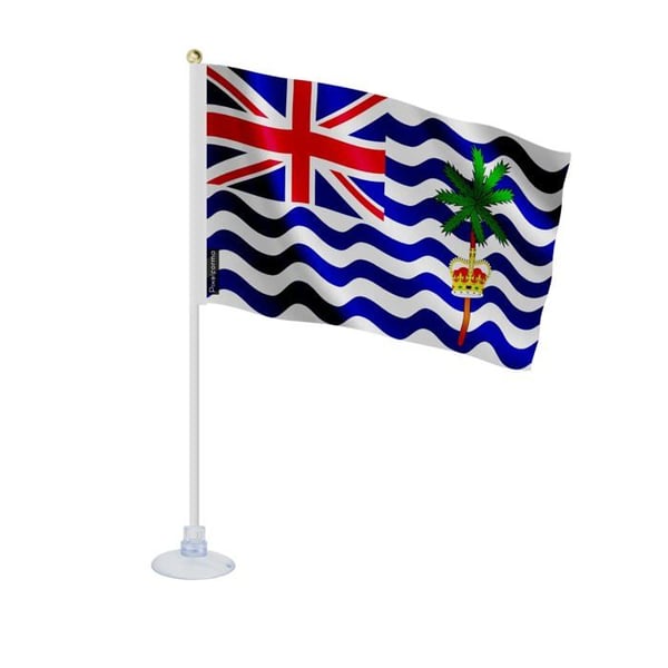 Mini flagga för det brittiska territoriet i Indiska oceanen – Sugpropp – 14 x 21 cm – För slät yta – Polyester – 1 styck