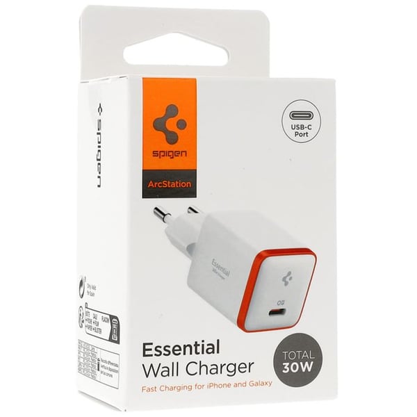 USB-C vægoplader - SPIGEN - ArcStation Essential EE301EU - 30 W - Intelligent opladning - Kompakt
