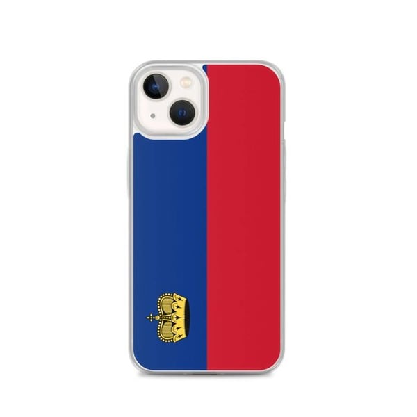 Telefonfodral – Liechtensteins flagga – Kompatibel med iPhone 13 – Mjuk skydd – Slitstark och stötabsorberande - Silikon - Pixelforma