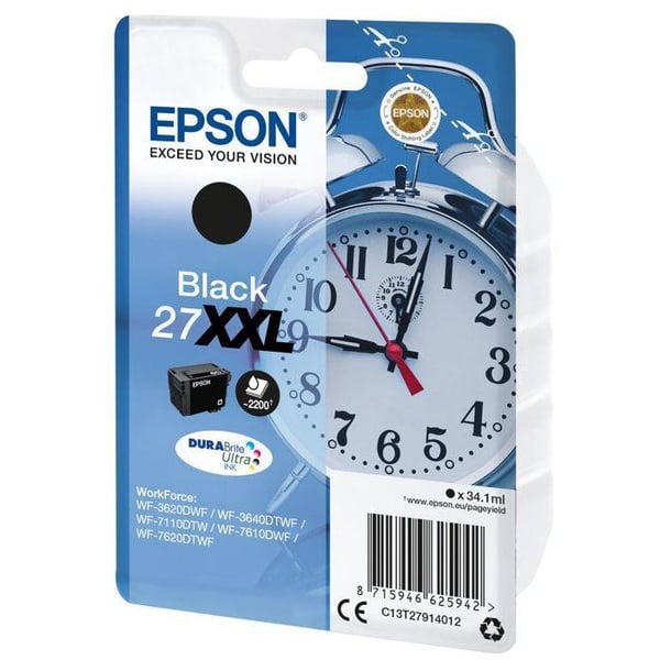 EPSON 27 XXL sort blækpatron - Meget høj kapacitet 34,1ml
