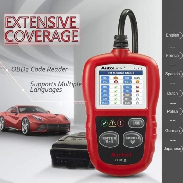Autel AL319 Bildiagnoseværktøj OBD2 Scanner Multimærke