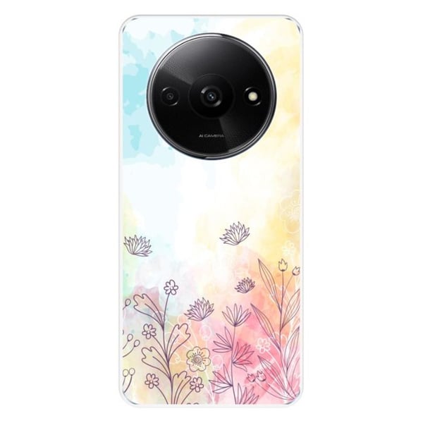 Siliconfodral med tryck kompatibelt med Xiaomi Redmi A3 4G Vattenfärg blommor