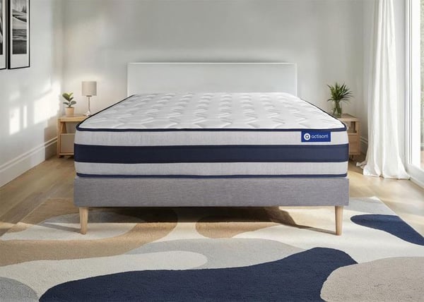 Sängset Madras Sängbotten 135x190 cm - Actilatex Ergo - Sängbotten Kit Grå