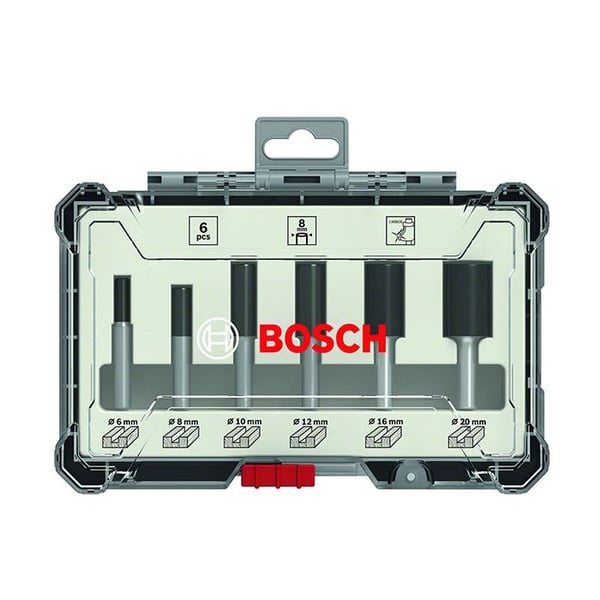 Coffret med fräsch - BOSCH PROFESSIONAL - 2607017465 - 6 raka fräschar - Ø12/16/20 mm - 6 mm skaft