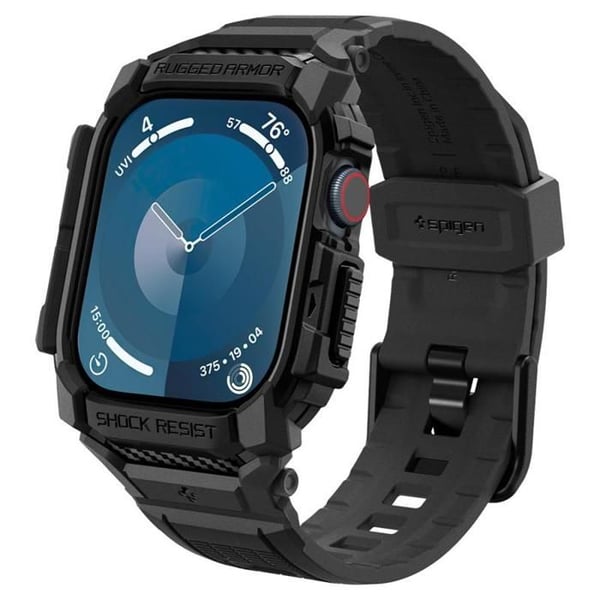 Urrem - SPIGEN - Rugged Armor Pro - Indbygget skal - Kompatibel med Apple Watch 10 42 mm - Mat sort