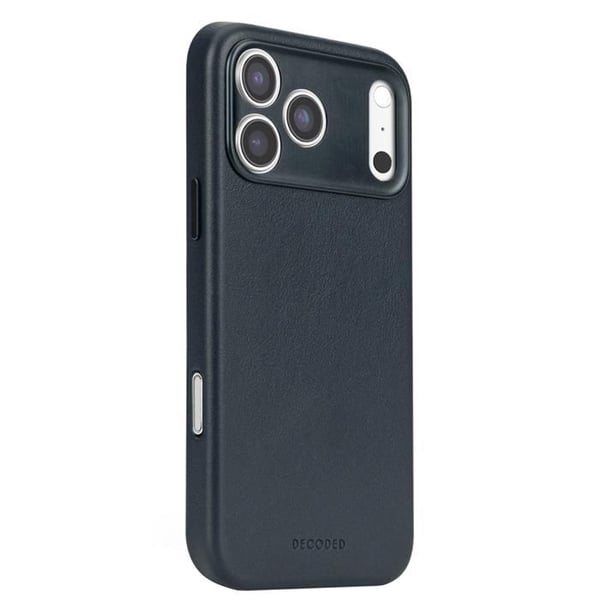 Fodral för iPhone 17 Pro - DECODED - Stötsäker läder - MagSafe - Mörkblå - Flexibel