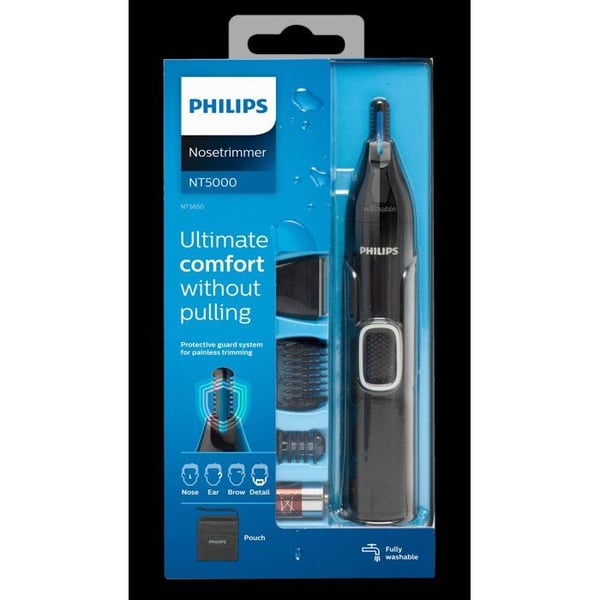 Trimmer näsa och öron - PHILIPS - NT5650/16 - vattentålig - ögonbrynshuvuden - batteri ingår