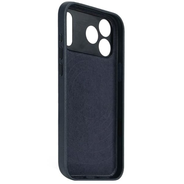 Fodral för iPhone 17 Pro - DECODED - Stötsäker läder - MagSafe - Mörkblå - Flexibel