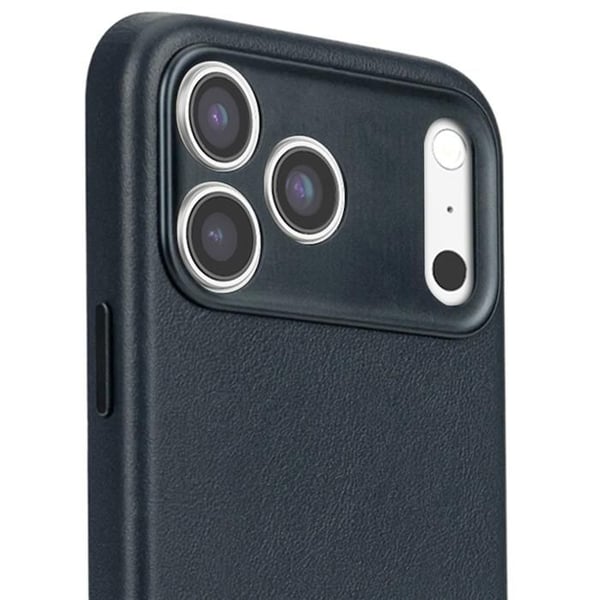 Fodral för iPhone 17 Pro - DECODED - Stötsäker läder - MagSafe - Mörkblå - Flexibel