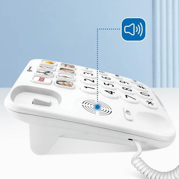 Fast telefon för seniorer - GEEMARC - PhotoPhone 110 - Förstärkt - 8 foto-knappar - Justerbar volym