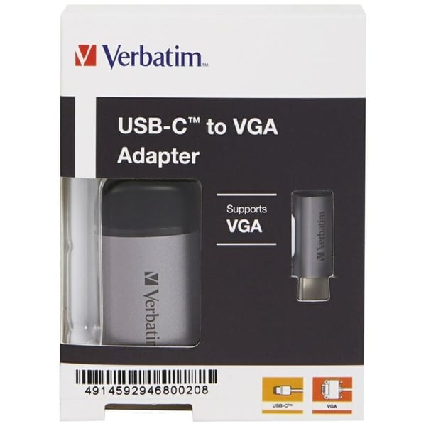 USB-C till VGA-adapter - Verbatim - 49145 - 1x USB-C hane - 1x VGA hona - 0,10 m