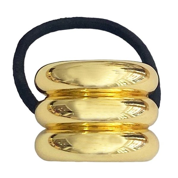 Hårsnodd - AVIZAR - Flera rader - Guld Svart - Satin - Elegant
