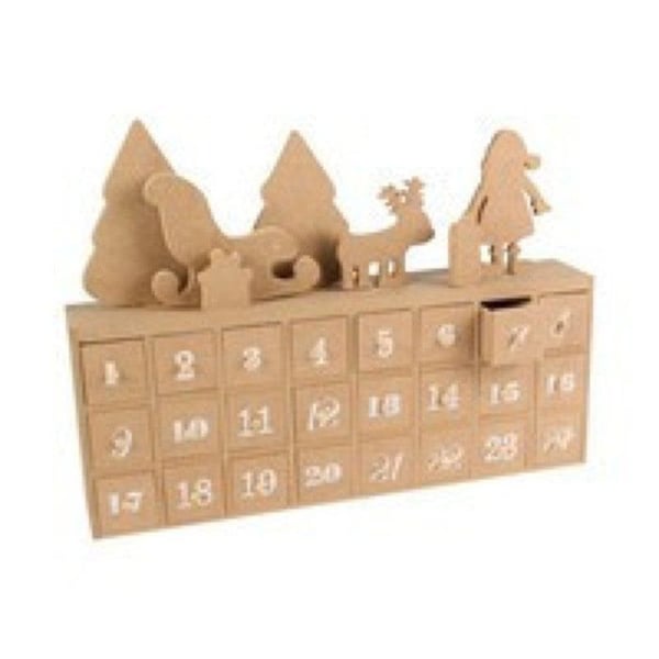 MégaCréa DIY - Adventskalender dekorerad i MDF med 24 lådor 32,5 cm