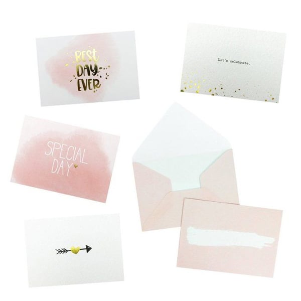 MégaCréa DIY - Illustrerad kort rosa vit och guld med kuvert 4 delar MégaCréa DIY - Illustrerad kort rosa vit och guld med kuvert 4 delar