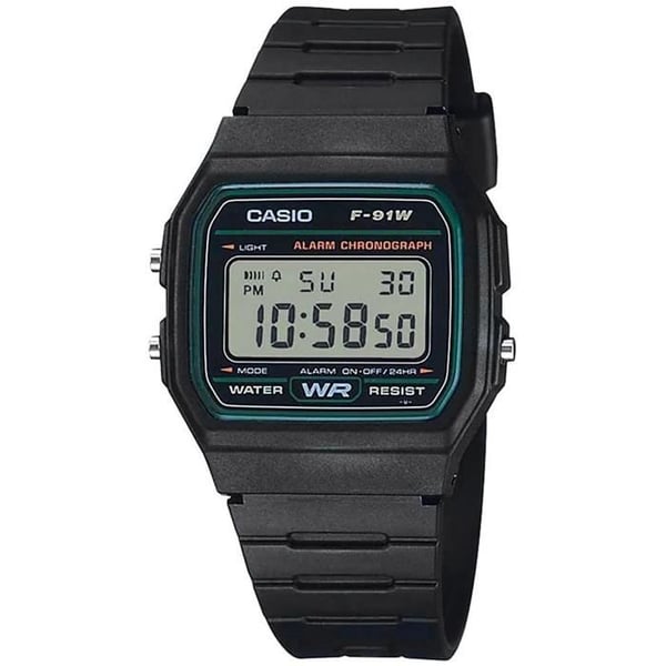 Klocka - CASIO - Retro Vintage F-91W-3D - Resin - Svart - Digital