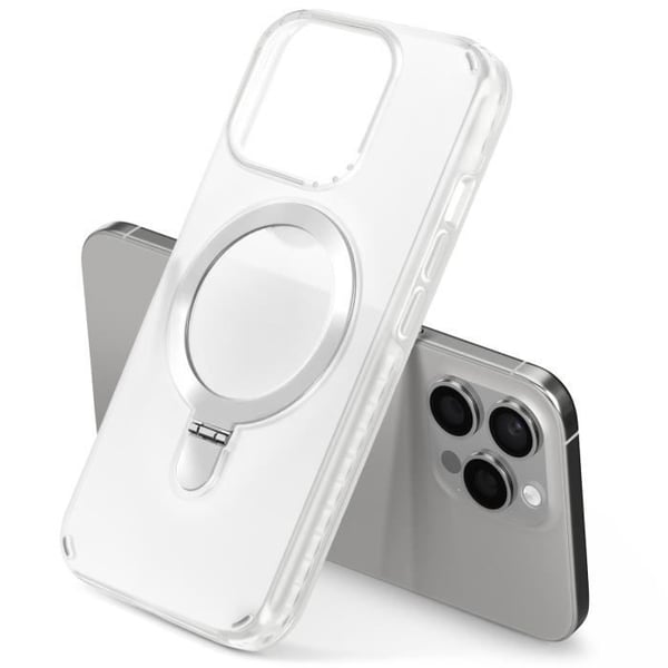 Coque MagSafe för iPhone 14 Pro Stötsäker med Fällbart Stöd Vit