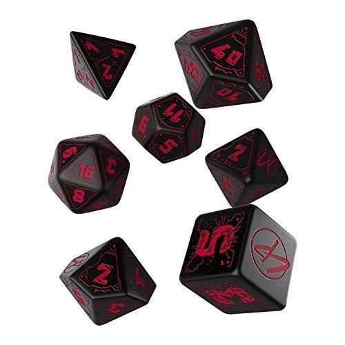 Tärningsspel - Q-WORKSHOP - Cyberpunk Red Essential - 7 tärningar - Svart och Röd