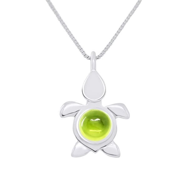 Pendentiv Barn - LÉA & ARTHUR - Stora Sköldpaddan - Silver 925 - Halvädelsten Peridot