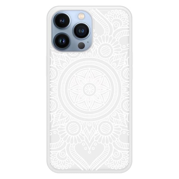 Skyddande silikonfodral med tryck kompatibel med Apple iPhone 13 Pro Mandala vit