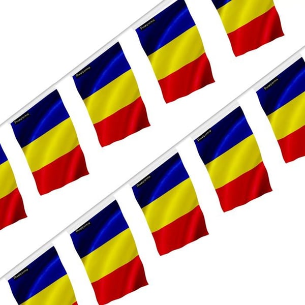 Girlang – Rumäniens flagga – 14 x 21 cm – Polyester – Att hänga – 20 stycken