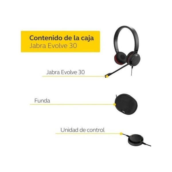 Hörlurar - Jabra - Evolve 30 II - Kabelansluten - Stereo - Brusreducering
