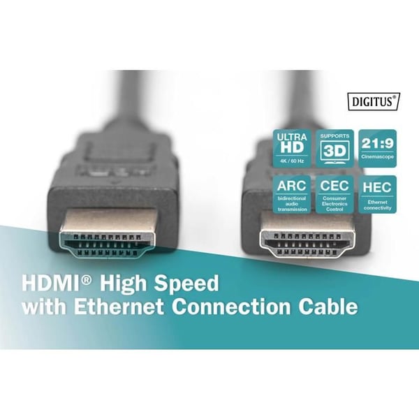 HDMI-kabel - ASSMANN - 3 m - 30 AWG - Video-lyd-netværk - Triple skærmning - Sort