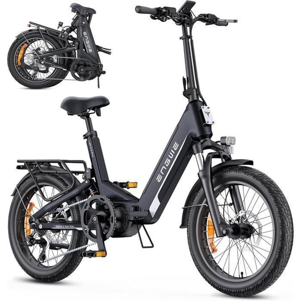 ENGWE L20 3.0 Pro - Fällbar elcykel 20 tum - Avtagbart batteri 48 V 15 Ah - Räckvidd 120 kilometer - Svart