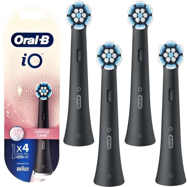 Elstekande tandborste - Oral-B - iO Gentle Care Black - Reservhuvud x4 - Känsliga tänder
